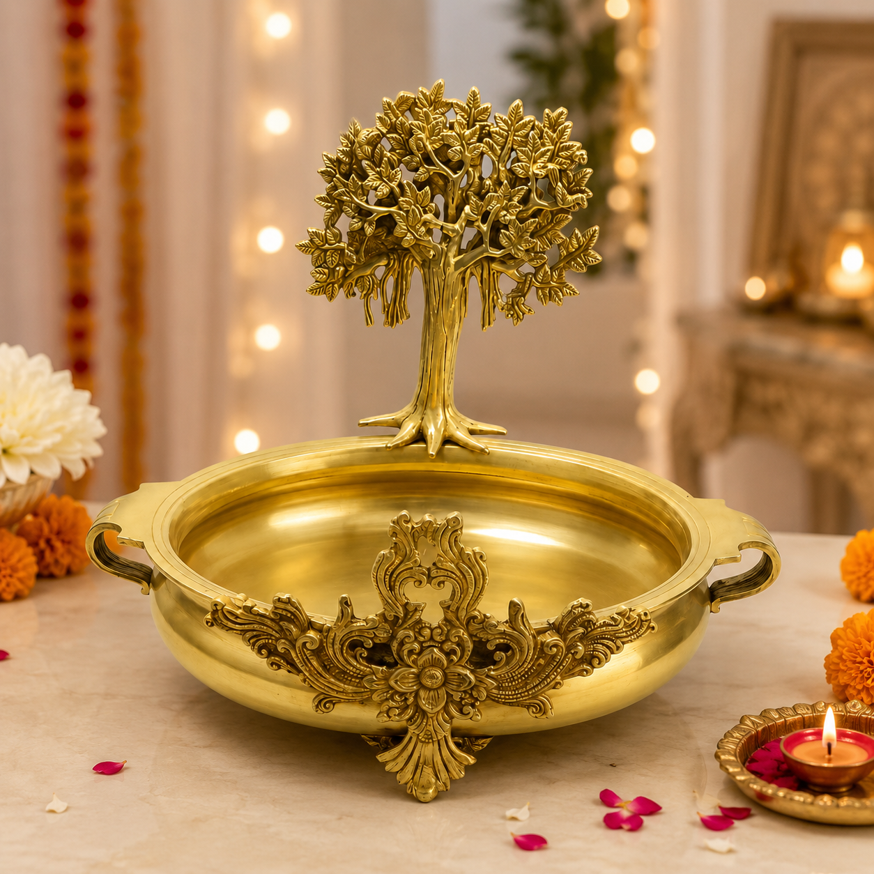 Brass Diya & Urli