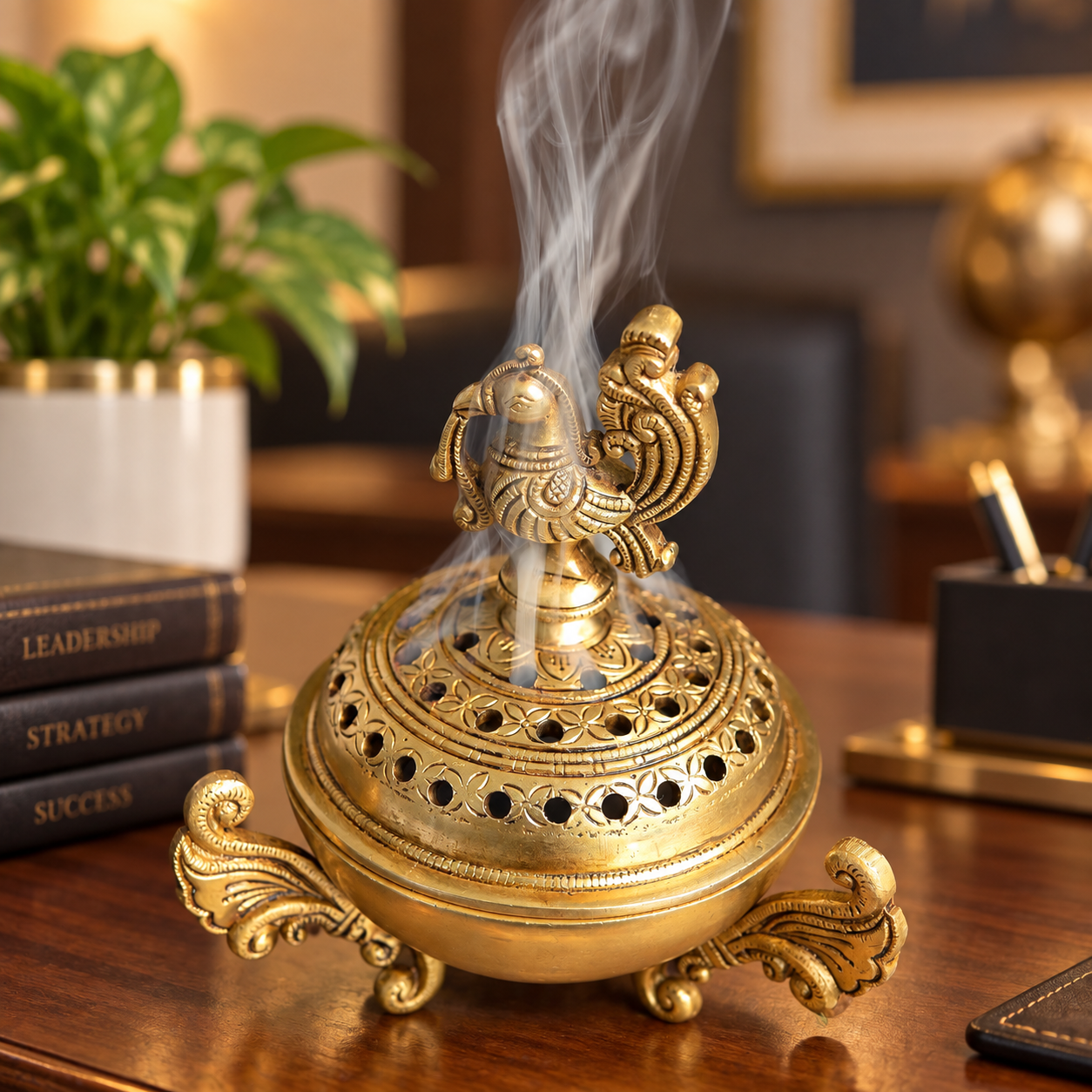 Brass Peacock Dhoop Dani Incense Burner, 6 Inchimage 2