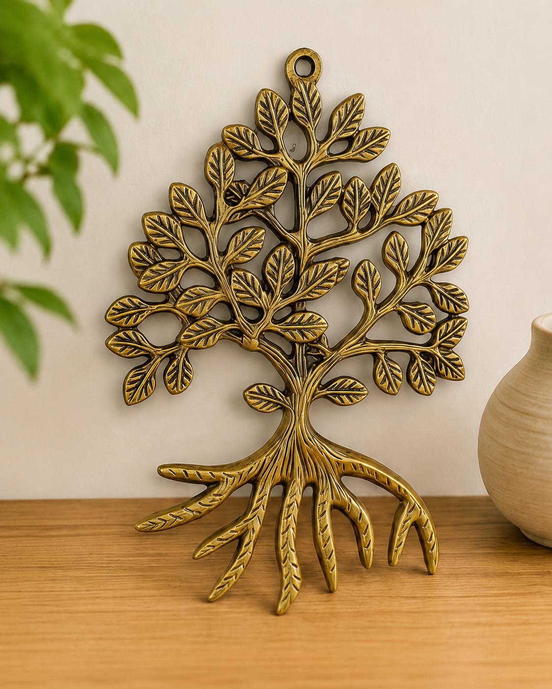 Brass Kalpavriksha Root Tree Wall Hanging  9 Inchesimage 2
