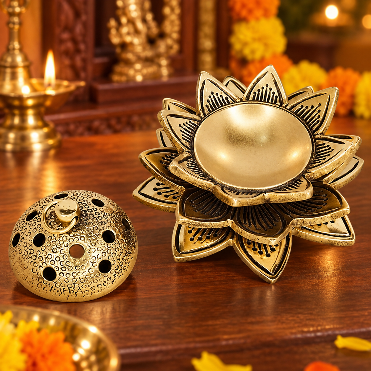 Brass Dhoop Dani Incense Burner, 500 Gramimage 2
