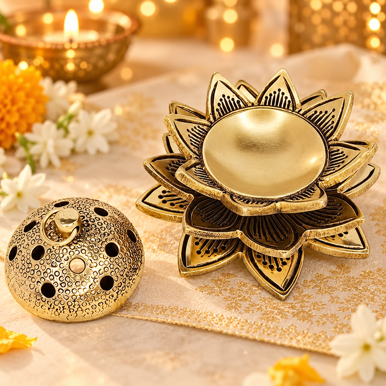 Brass Dhoop Dani Incense Burner, 500 Gramimage 4