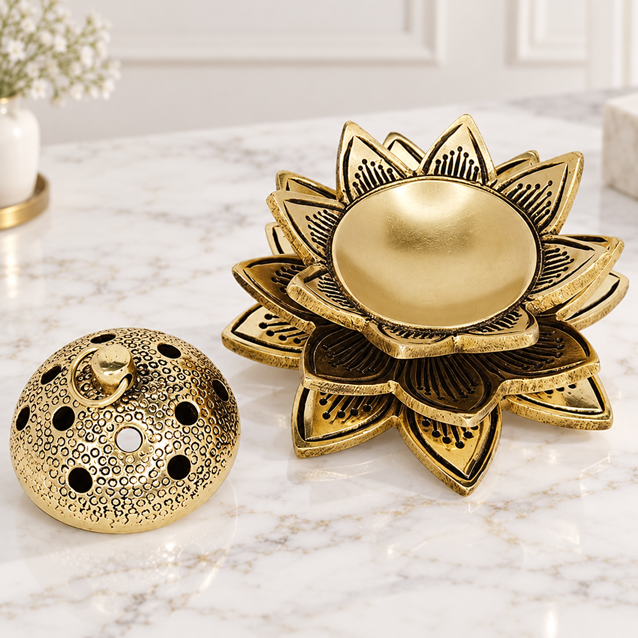 Brass Dhoop Dani Incense Burner, 500 Gramimage 3
