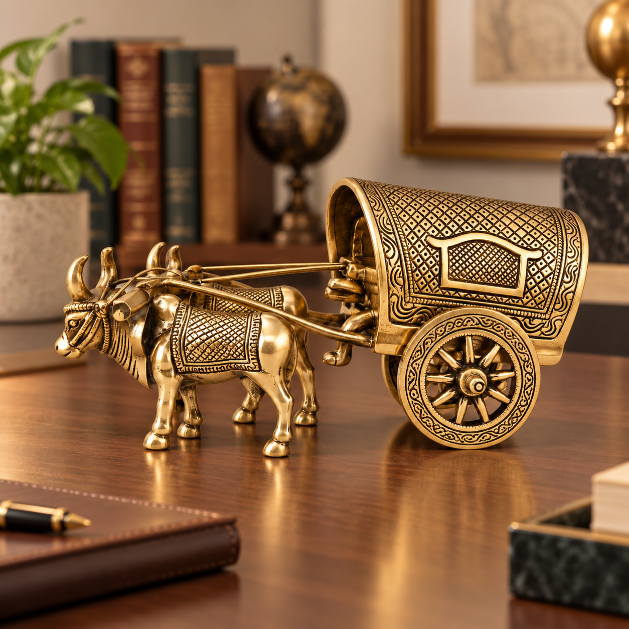 Brass Vintage Bullock Cart Indian Bailgadiimage 6