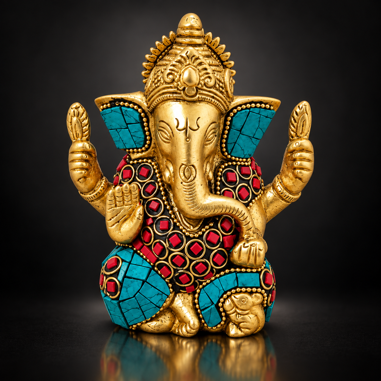 Ganesh Statue with Multicolour Stoneimage 3