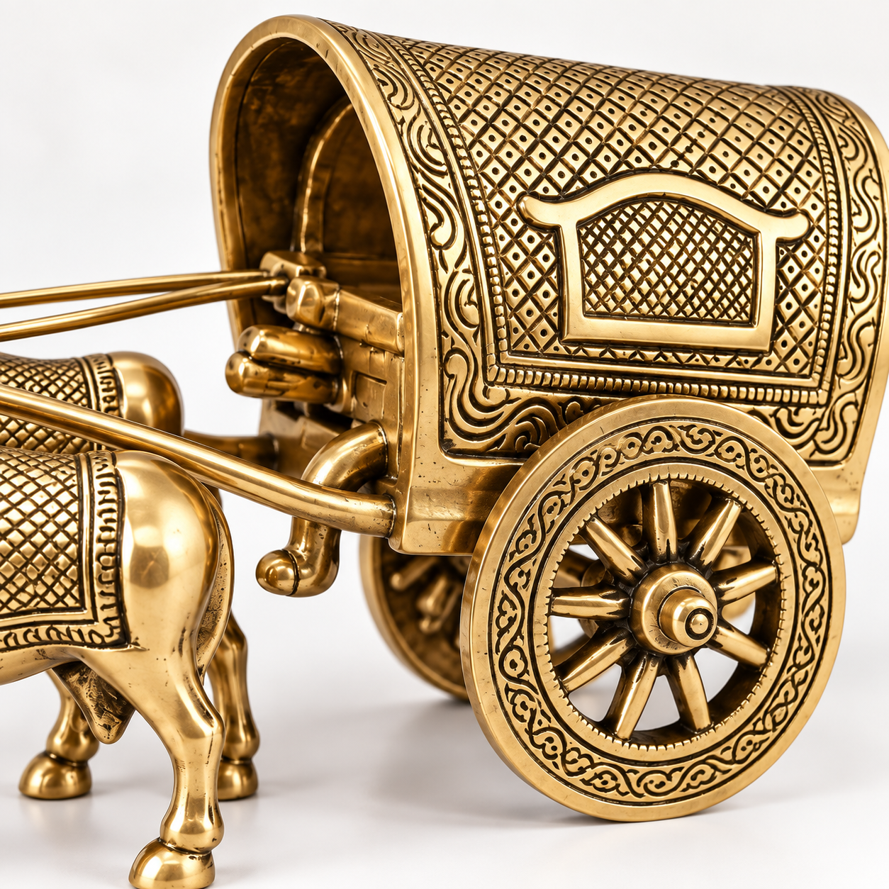 Brass Vintage Bullock Cart Indian Bailgadiimage 5