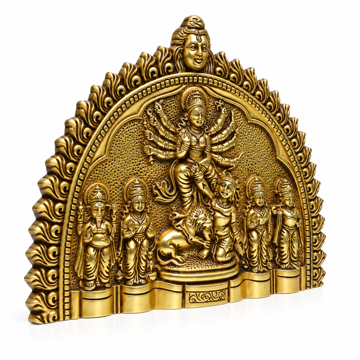 Brass Maa Durga Family Wall Hangingimage 3