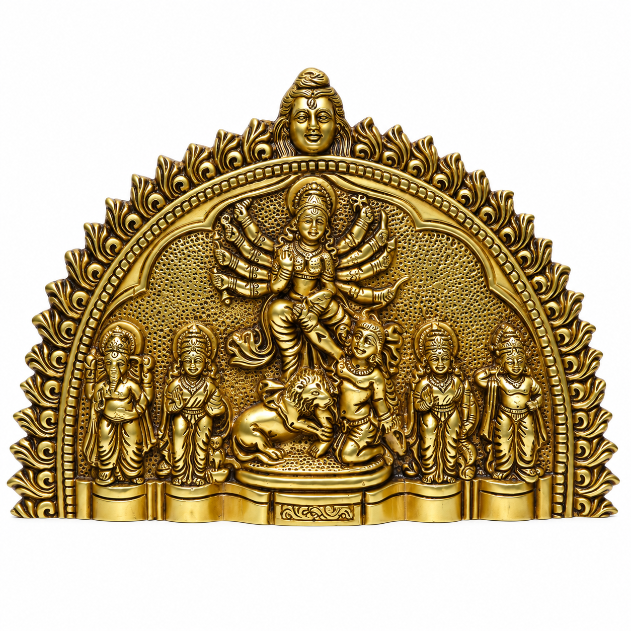 Brass Maa Durga Family Wall Hangingimage 2