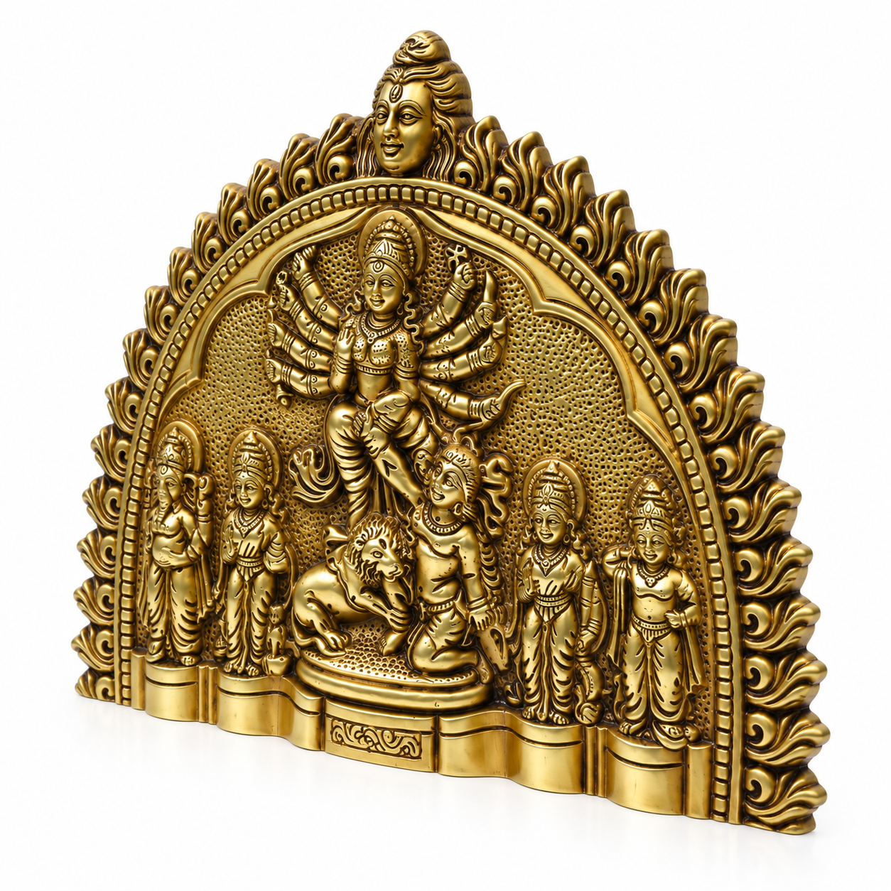 Brass Maa Durga Family Wall Hangingimage 4